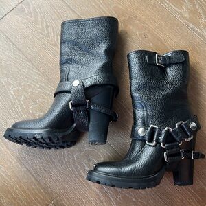 Miu miu leather moto boots